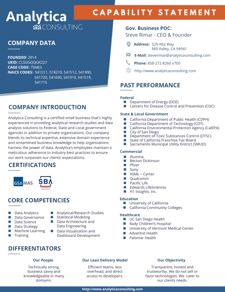 Analytica Consulting capabilities statement